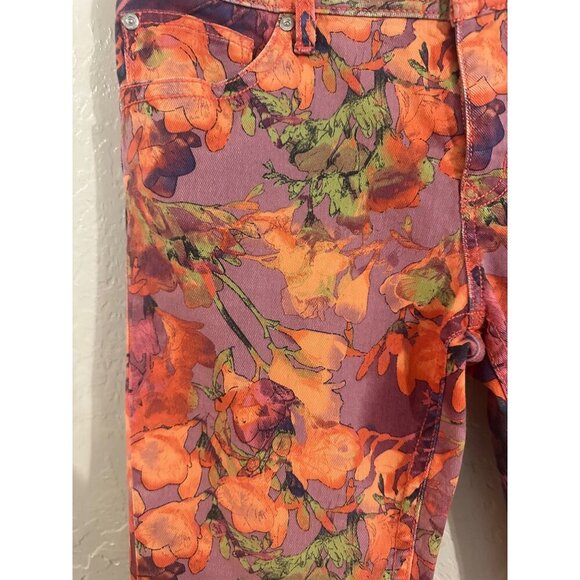 Ana Skinny Floral Cotton/Spandex Watercolor Jeans - Picture 5 of 10